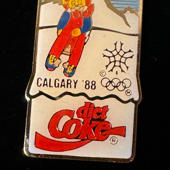 Diet coke Pin set #2 1988 Calgary Winter Olympics 5 pins in case w/ Box #KID 939 - Picture 7 of 9